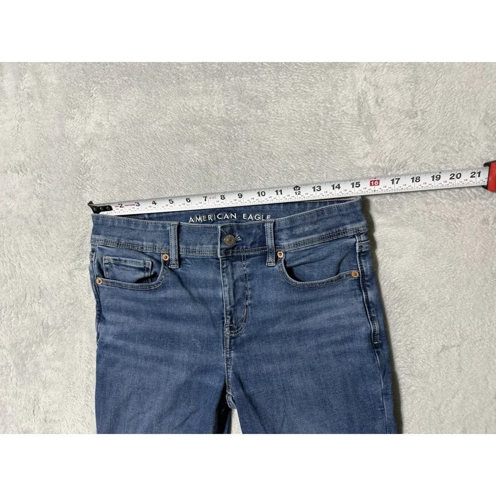 American Eagle Jeans Womens 8 Long Blue Kick Boot Bootcut Mid‎ Rise 30x32.5